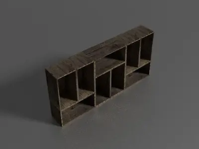 Wooden bookcase Free low-poly 3D model