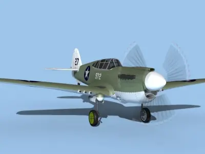 Curtiss P-40F Warhawk V12 USAAF 3D model