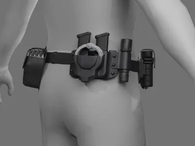 Police Belt Gear Set Low-poly 3D model