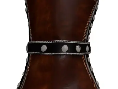 Worn Leather Gauntlet Steel Plates 3D model