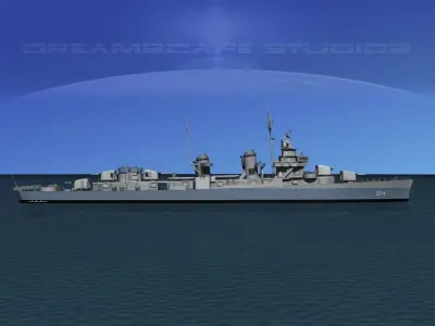 Fletcher Class Destroyer DD-574 USS John Rogers 3D model