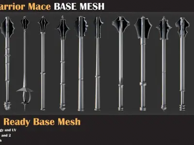50 Warrior Mace Base Mesh - VOL 02 - Game Ready Low-poly 3D model