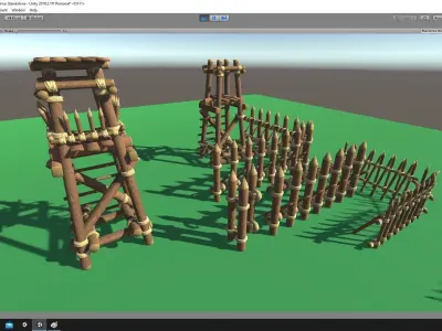 Camp Fences Low-poly 3D model