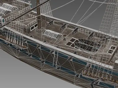 Military sailing ships Low-poly 3D model