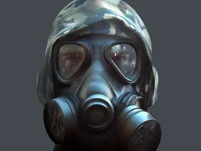 Gas mask helmet 3d model military combat fantasy Low-poly 3D model