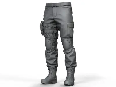Military pants and Pistol Holster 3D model