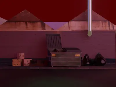 building with neon sign Free low-poly 3D model