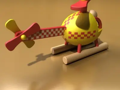 Wooden Toy Helicopter 3D model