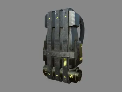 Sci-Fi Carbon Fiber Backpack - Character Design Low-poly 3D model