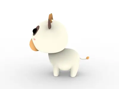 Cartoon Cow v001 character 3D model