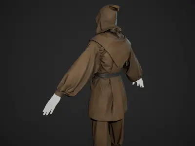 Brown Medieval Outfit Low-poly 3D model