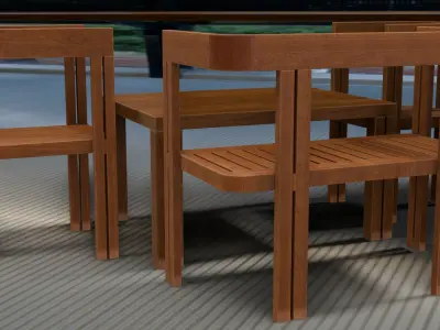 Dining Set Table and Chairs Low-poly 3D model