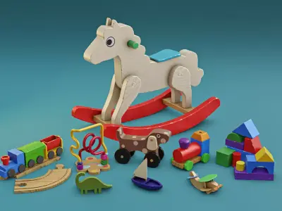 Wood Toys Game Assets Low-poly 3D model
