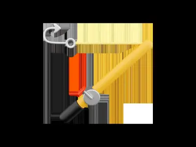 3d fishing rod and reel isolated on white background 3D model