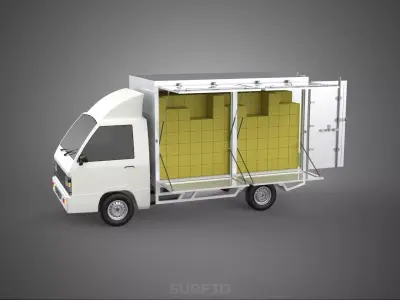 PACKAGE COURIER BOX DELIVERY TRUCK FREIGHT SHIPPING CARGO CAR 3D model