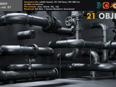 Subdiv Pipes volume 01 3D model
