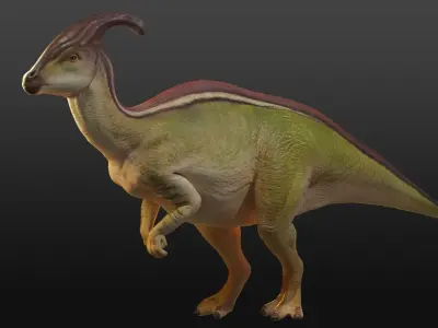 Jurassic Park Parasaurolophus Blender Low-poly 3D model