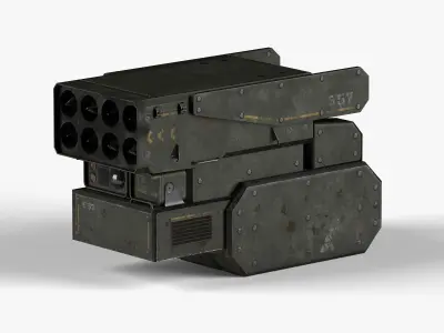 Multiple rocket launcher PBR Game ready Low-poly 3D model