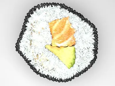 Sushi Roll With Black Caviars 3D model