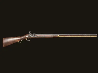 Weapon - Gun - Flintlock - English Flintlock Rifle Low-poly 3D model