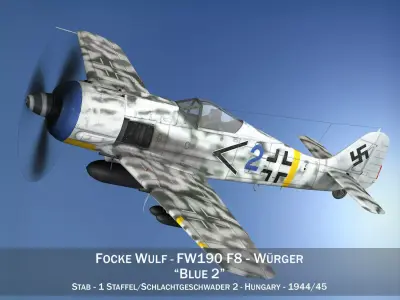 Focke Wulf - FW190 F8 - Blue 2 3D model