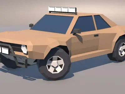 Low Poly Muscle Car Trophy Truck MOBILE READY Low-poly 3D model