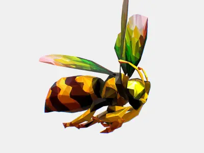 Honey Bee Animated Insect Low Poly Art HoneyBee Bumblebee Low-poly 3D model
