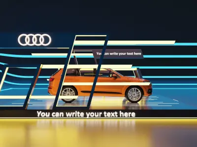 Audi Car Exposition - Showroom Render Scene 3D Model Low-poly 3D model