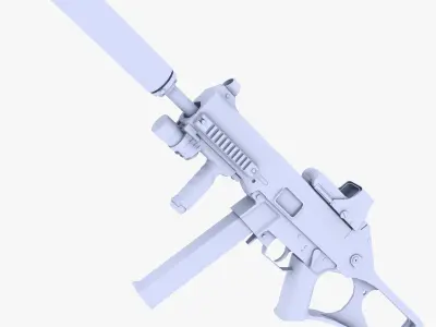 UMP 45 Submachine Gun Supressed Low-poly 3D model