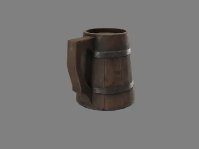 Wooden Historic Tankard Low-poly 3D model