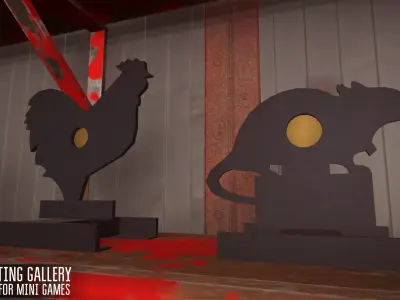 Shooting gallery - props for mini games Low-poly 3D model