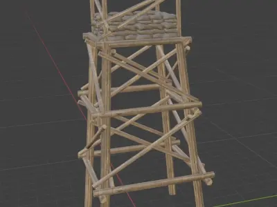 village tower Low-poly 3D model