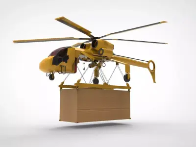 helicopter aerial crane Low-poly 3D model