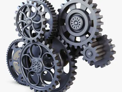 Gear Mechanism Low Poly v 3 Low-poly 3D model
