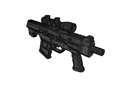 SciFi Battle Rifle Damaged 3D model