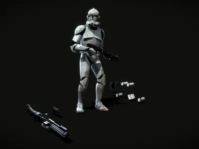 Clone Trooper Phase 2 Standard trooper Low-poly 3D model