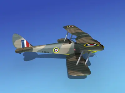 Dehavilland DH82 Tiger Moth V04 3D model