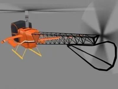 Helicopter orange flying in sky 3D model