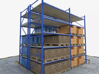 Warehouse Rack Low-poly 3D model