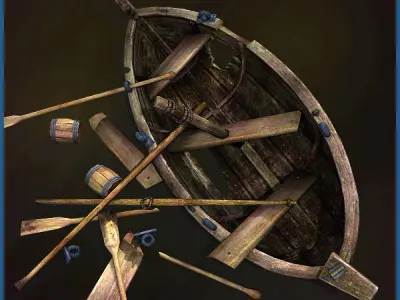 Medieval Boat Low-poly 3D model