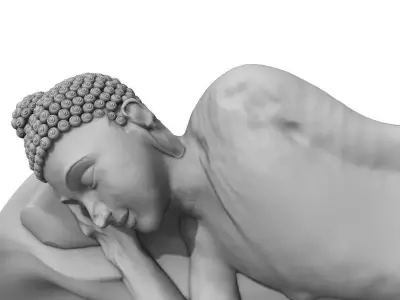 buddhastatue 3d model statue lying on rock 3D model