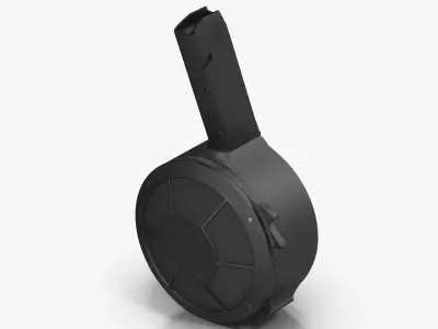 9mm Round Drum Magazine Low-poly 3D model