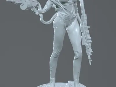 Cyberpunk Female Warrior  HighTech Resin Miniature 3D print model