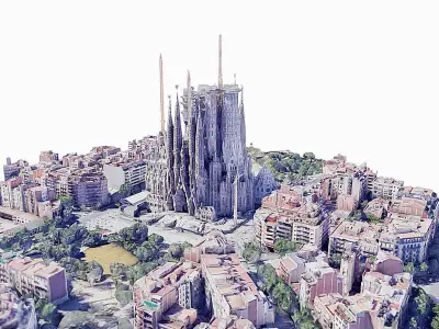 Holy Family - Sagrada Familia Low-poly 3D model
