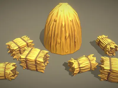 Free Pack - Stylized Hay Bale Free low-poly 3D model