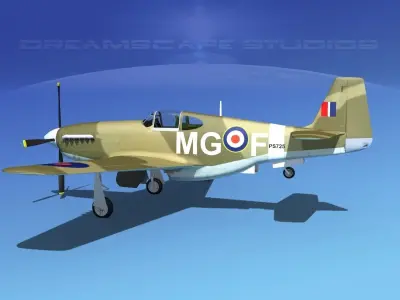 North American Mustang X RAF V04 3D model