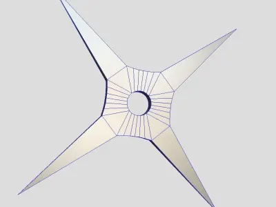 Shuriken 4 metal star Low-poly 3D model
