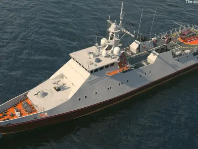 Coast Guard Ship with Helicopter Rigged for Cinema 4D 3D model purchase