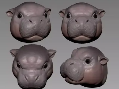 Baby pygmy hippo Free 3D print model
