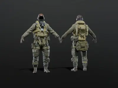 SOLDIER WWII USA Paratrooper Rigged 3D model